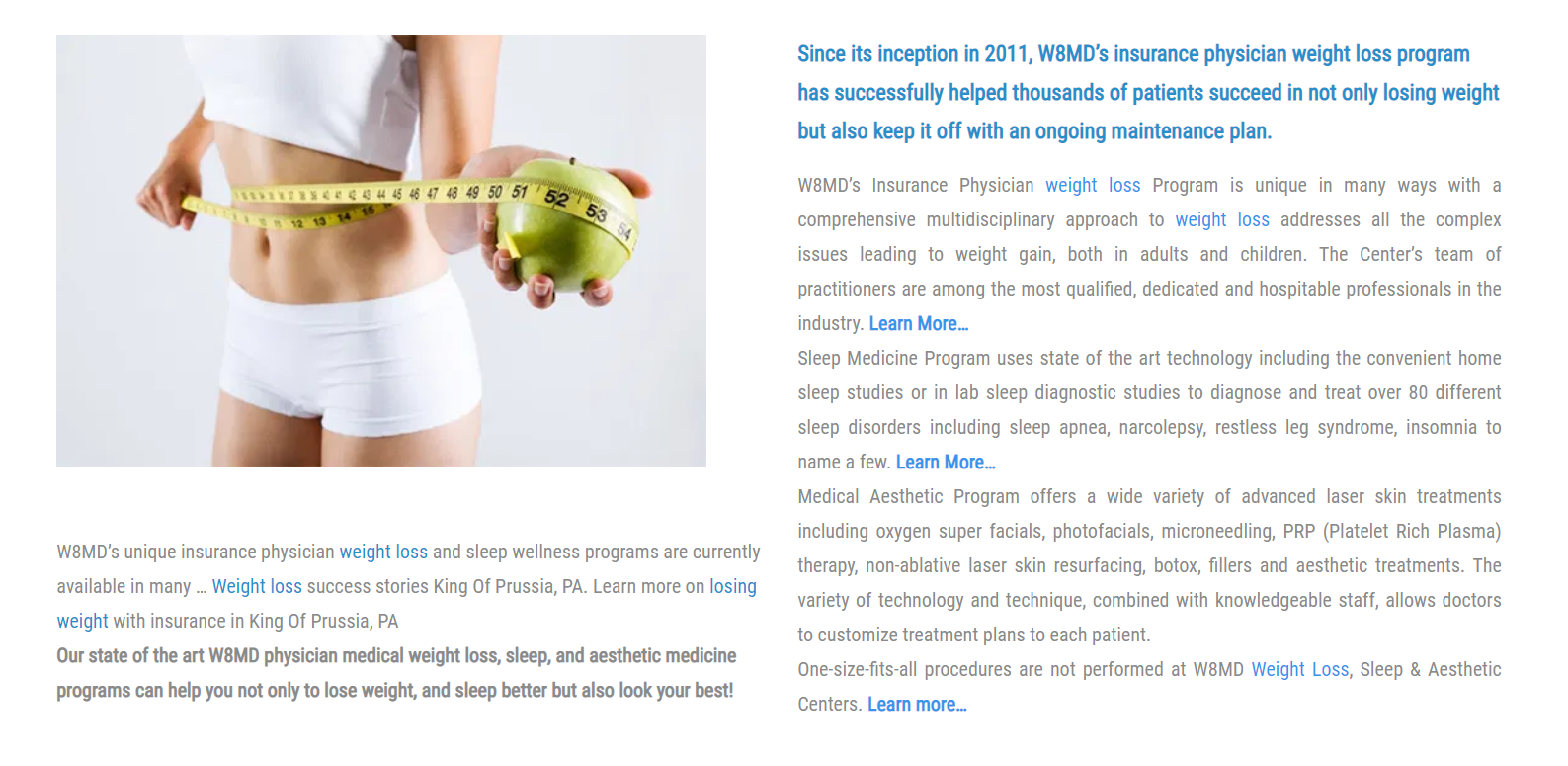 W8MD weight loss, sleep and medspa services